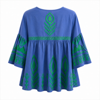 Kori Greek Archaic Feather Tunic Indigo/Green