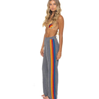 5 Stripe Wide Leg Sweatpants Heather Grey