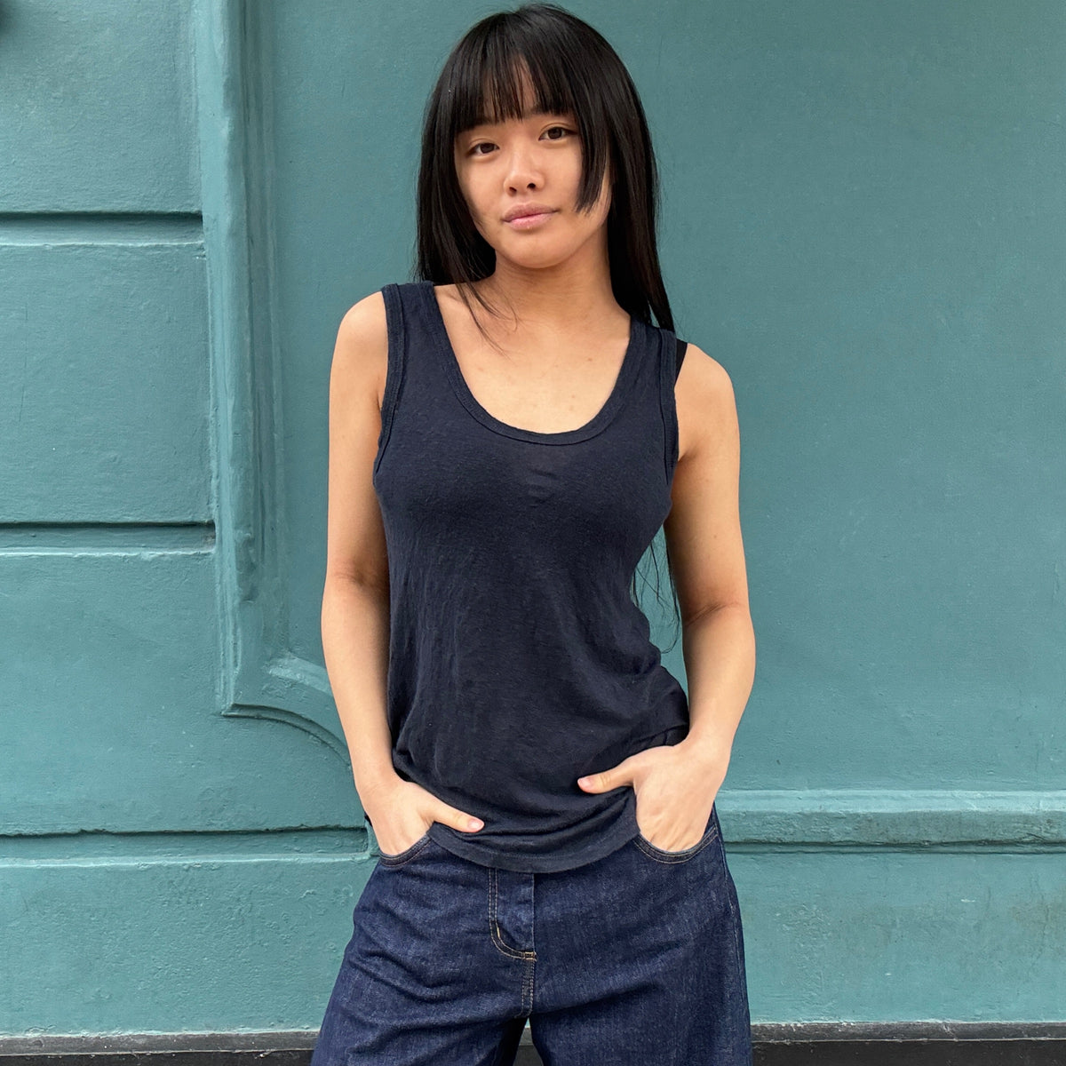 *NEW STYLE* Linen Vest Dark Navy