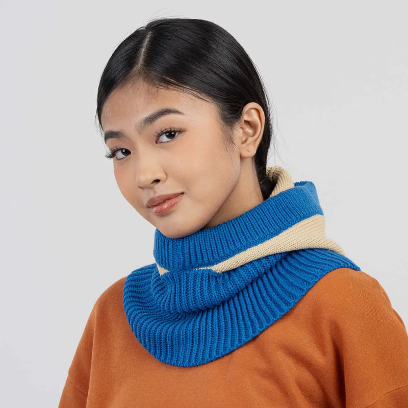 Colour Block Knit Hood Cobalt