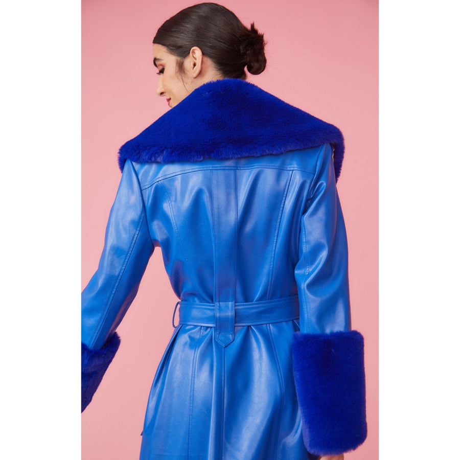 Jayley Faux Suede/Fur Collar And Cuffs Coat
