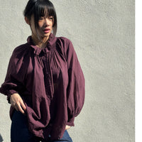 *NEW STYLE* Johanna Smocked Shirt Aubergine