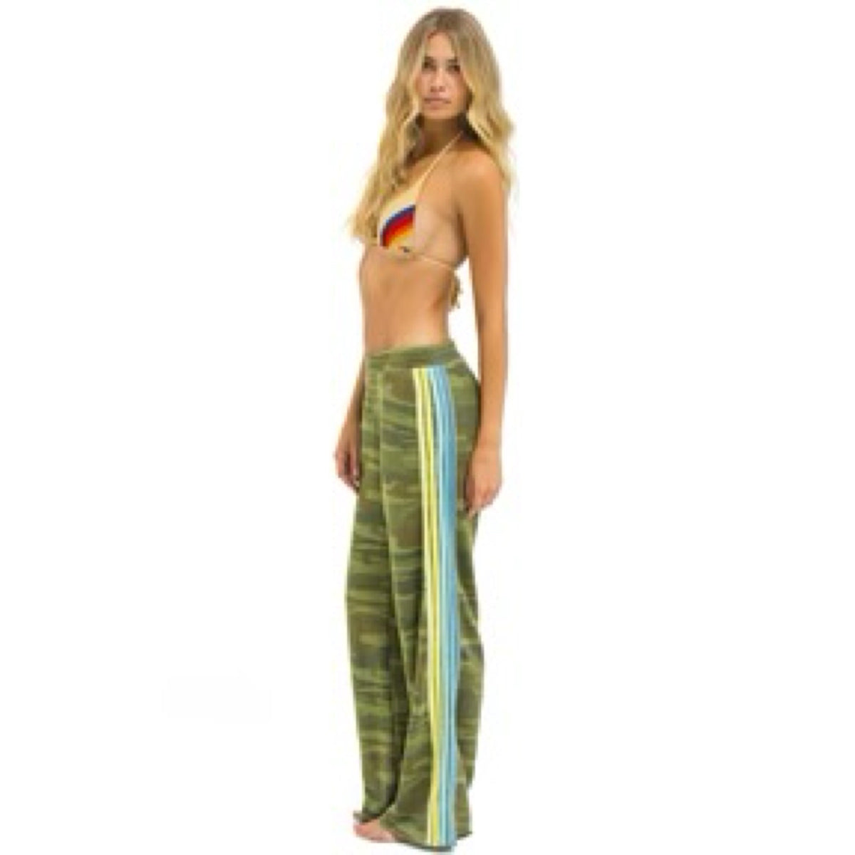 *NEW* Wide Leg 5 Stripe S'pants Camo/Aqua