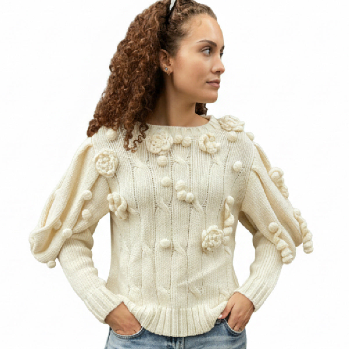V de Vinster Crochet Jumper Cream