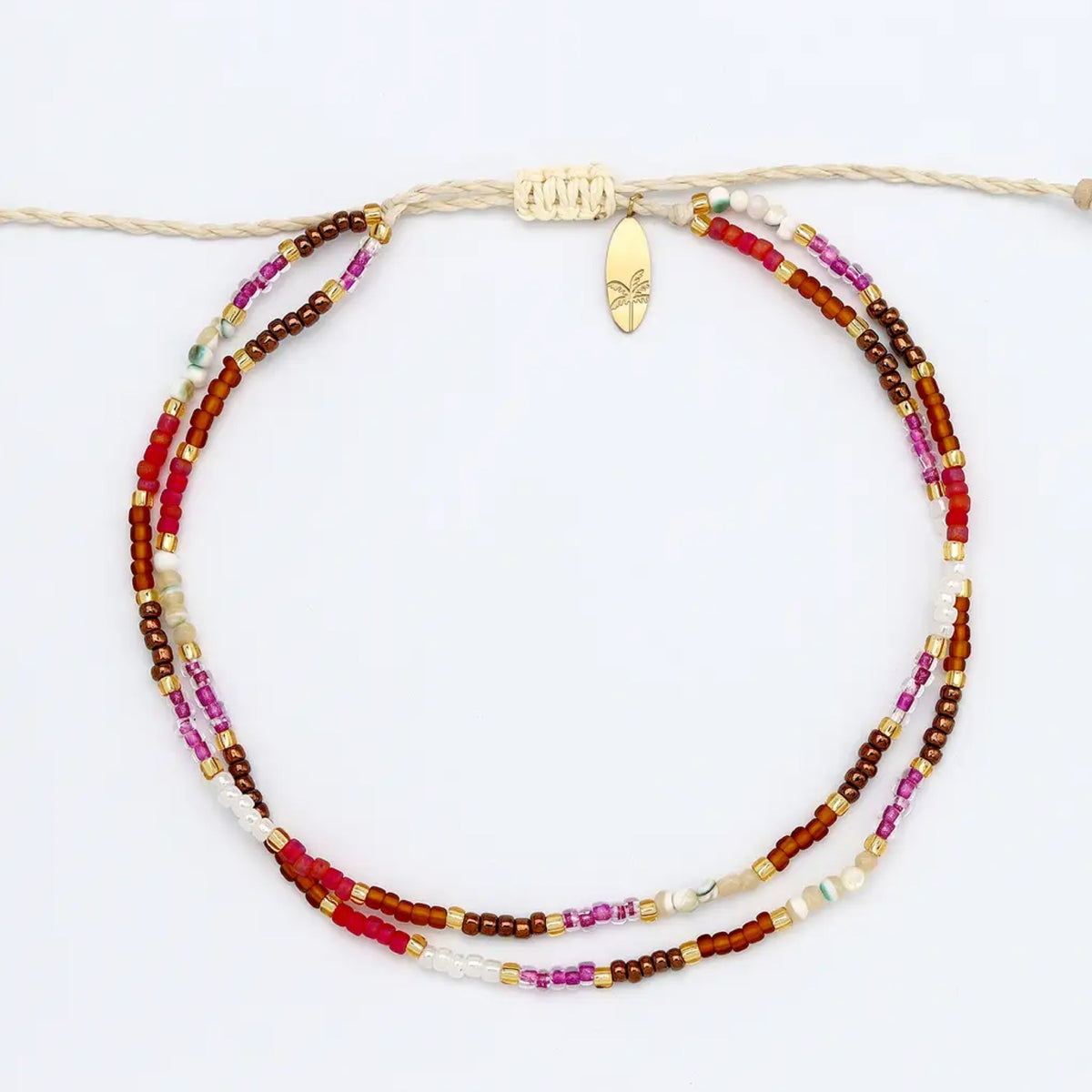 Golden Hour Beaded Surf Anklet Purple & Brown