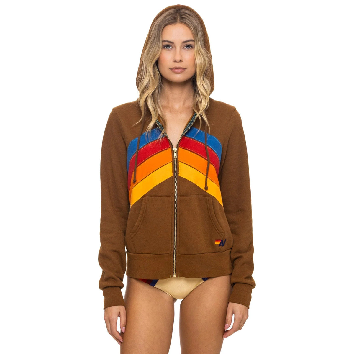 Mountain Stitch Chevron Zip Hoodie Cinnamon