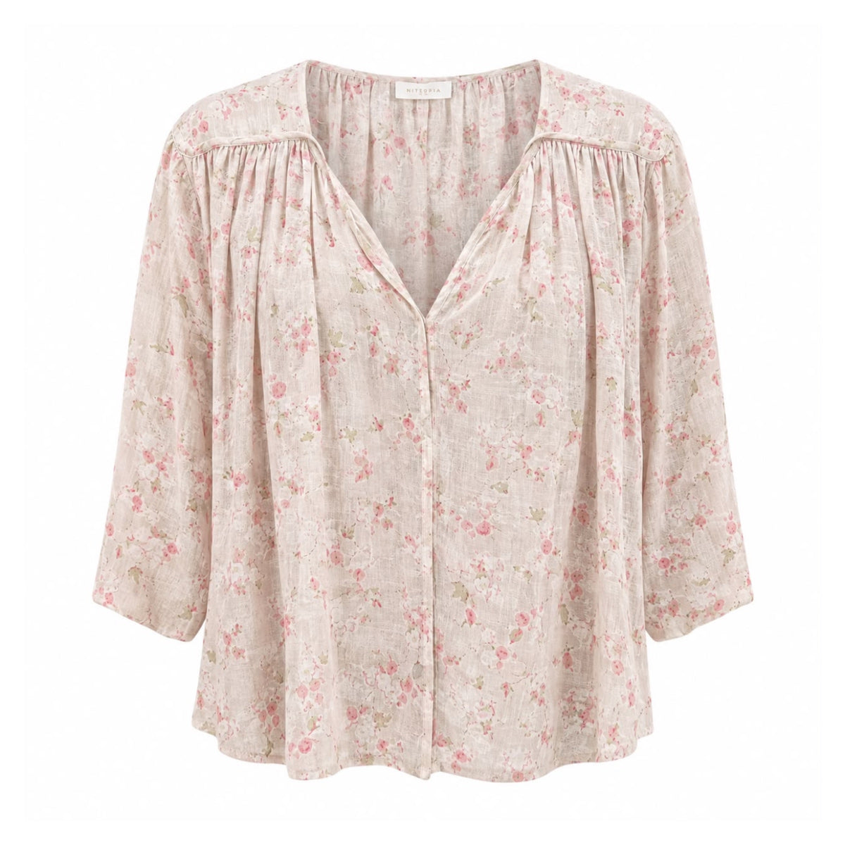 Vintage-look Floral Print Blouse