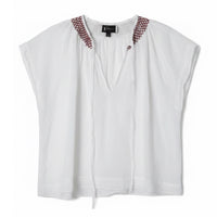 *NEW STYLE* Embroidered Cap Sleeve Top White