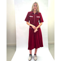 Velvet Shirt Dress Ruby