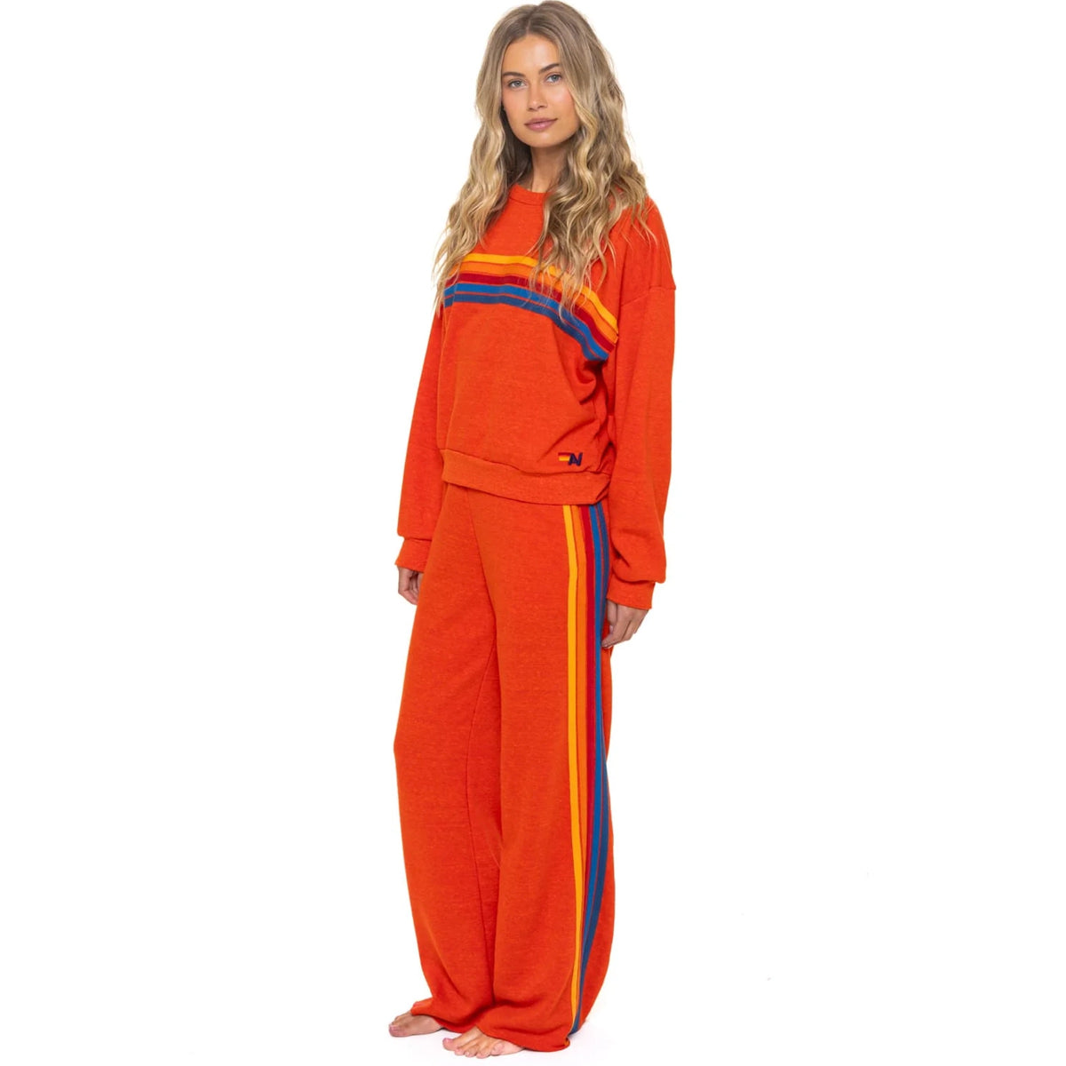 5 Stripe Relaxed Crew S'Shirt Vintage Orange