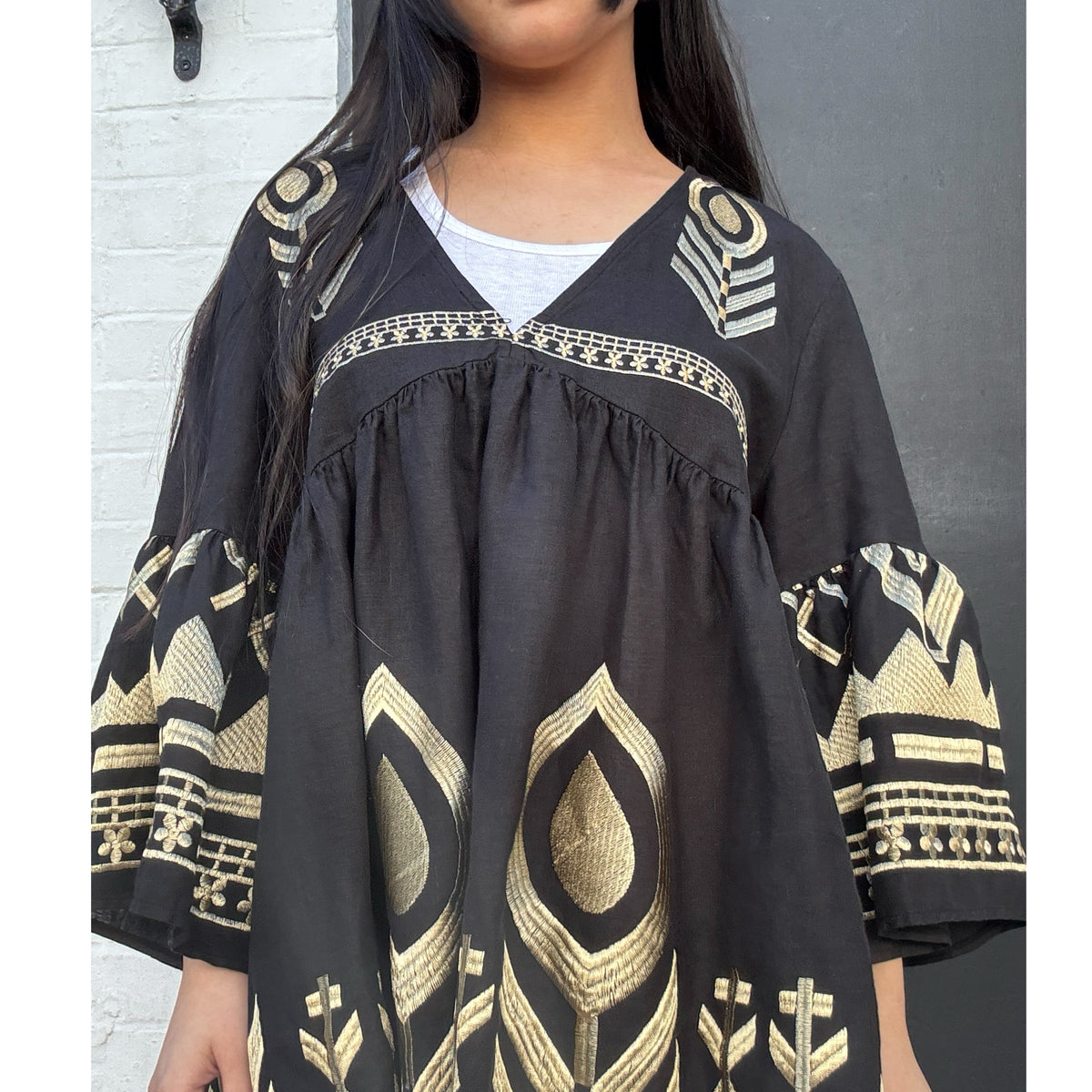 *LANDED* Black Feather Tunic Top