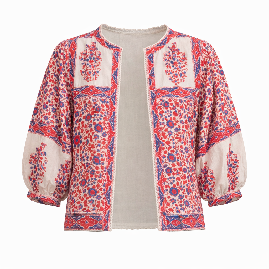 *LANDED!* Della Print Jacket Blue & Red