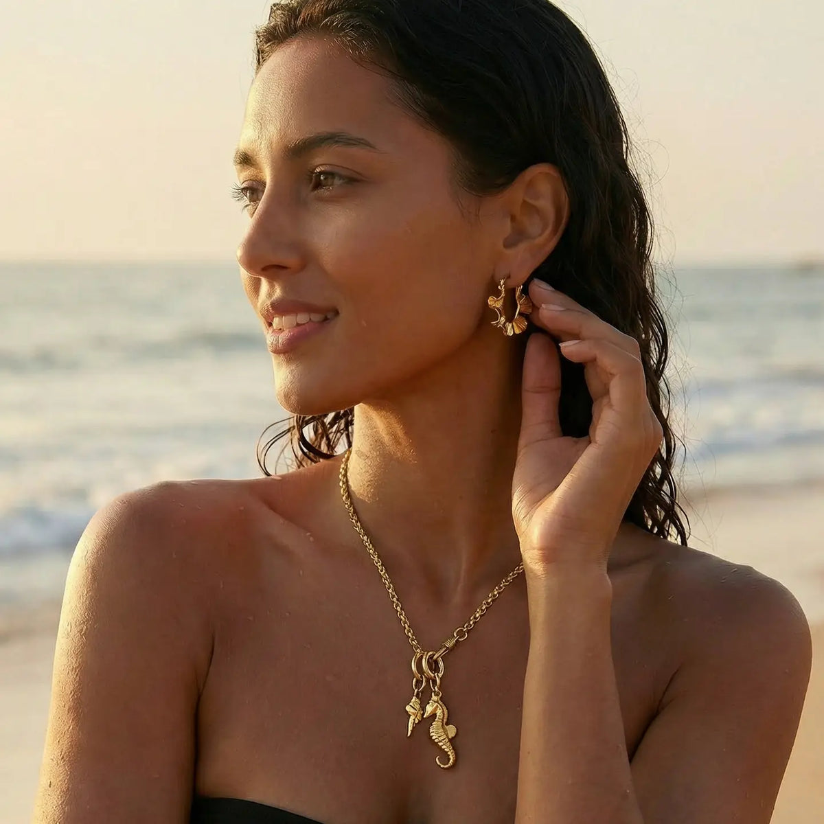 Dream Wave Gold Hoop Earrings