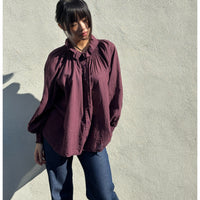 *NEW STYLE* Johanna Smocked Shirt Aubergine