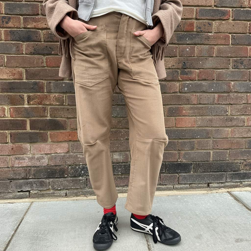 *NEW COLOUR* Cord Barrel Pant Beige
