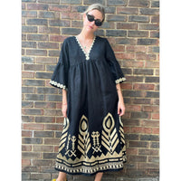 *LANDED* Long Black Feather Dress