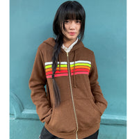 *NEW COLOUR* 5 Stripe Zip Hoodie Chocolate