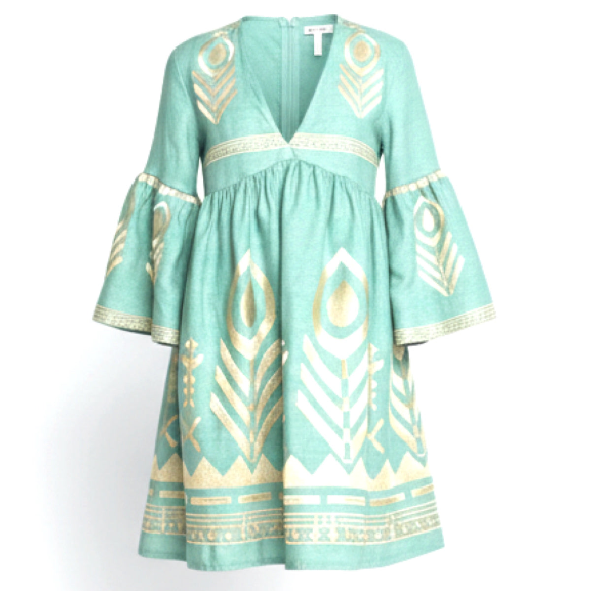*LANDED* Sea Green Feather Dress Midi