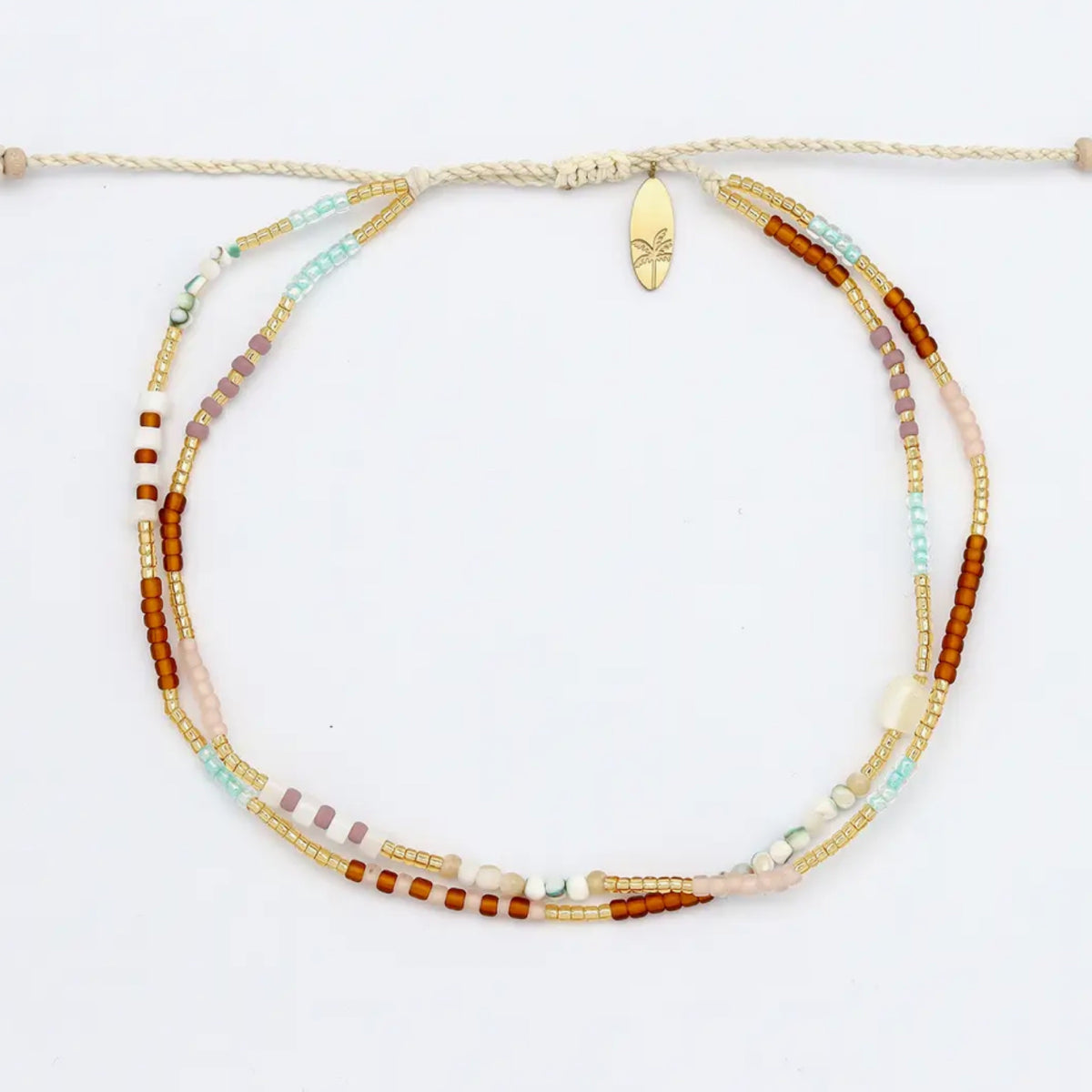 Golden Hour Beaded Surf Anklet Warm Gold