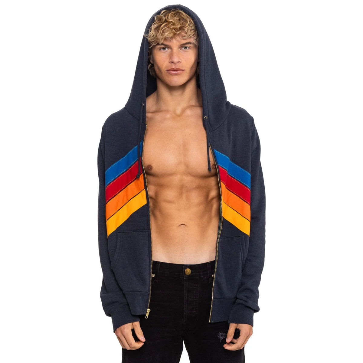 Mountain Stitch Chevron Zip Hoodie Charcoal