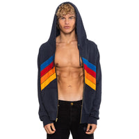 Mountain Stitch Chevron Zip Hoodie Charcoal