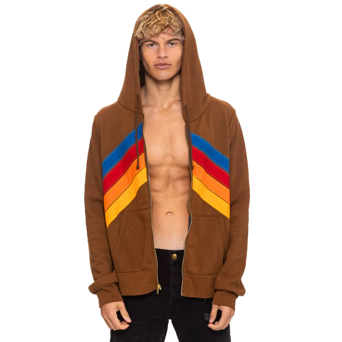 Mountain Stitch Chevron Zip Hoodie Cinnamon