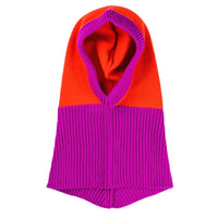 Colour Block Knit Hood Magenta