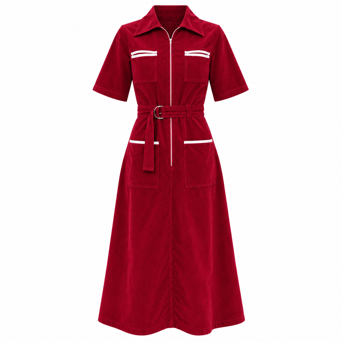 Velvet Shirt Dress Ruby