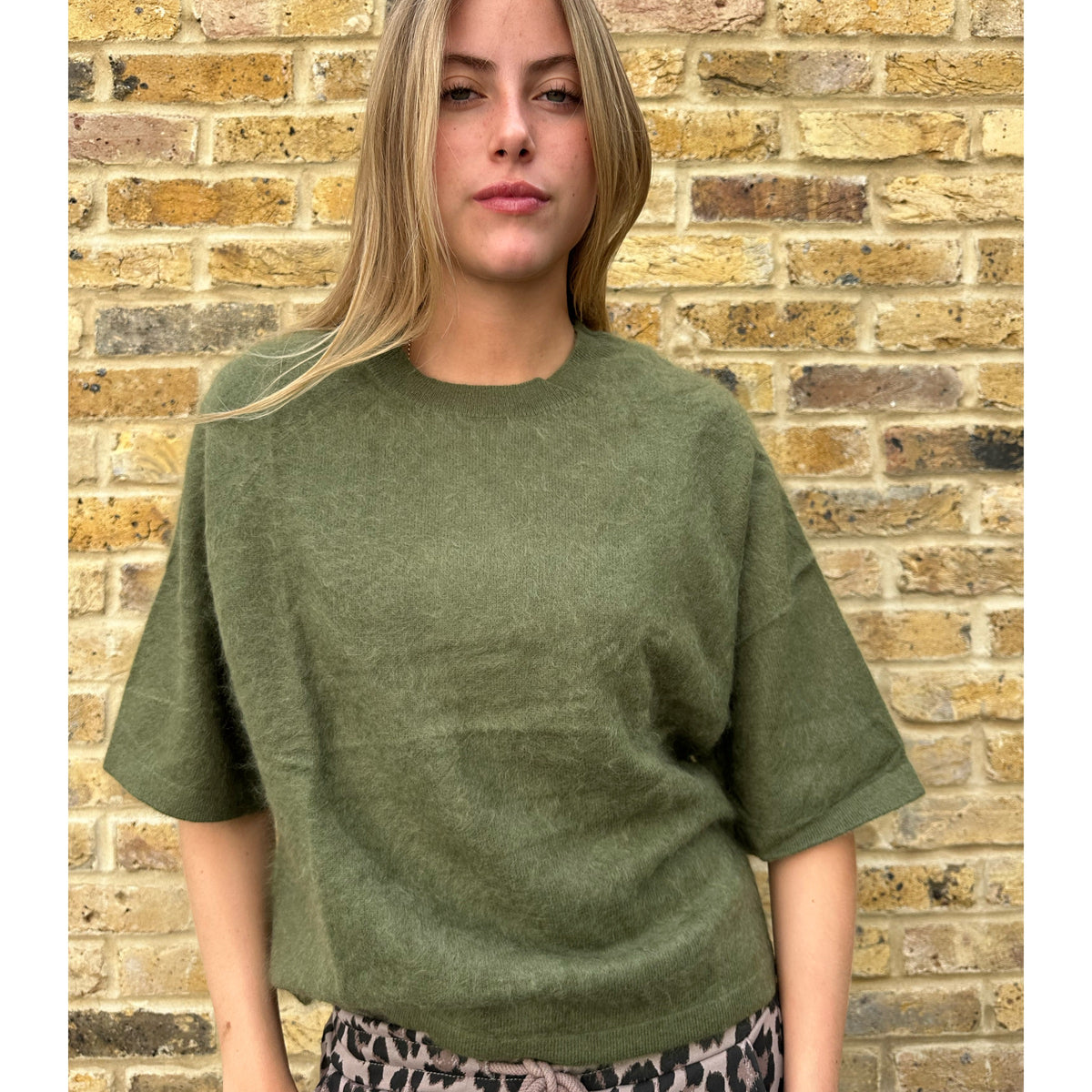Jenna Brushed Cashmere Jumper Dark Moss