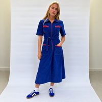 Velvet Shirt Dress Cobalt