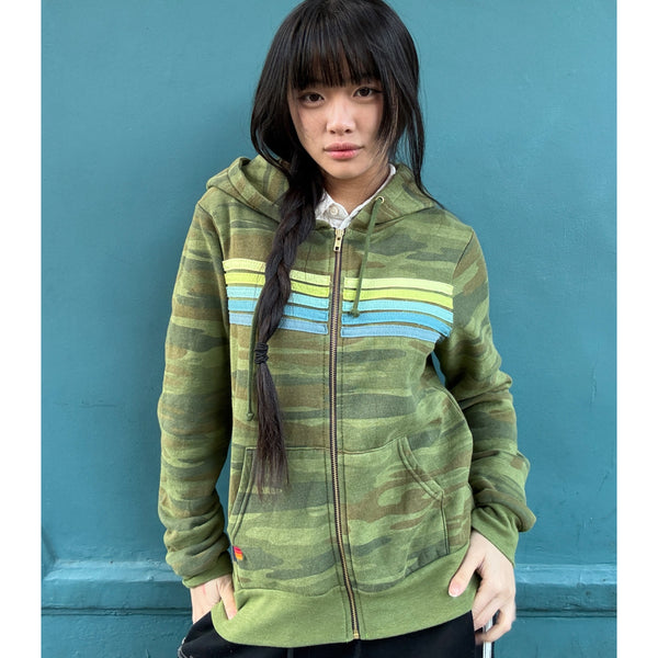 *NEW COLOUR* 5 Stripe Zip Up Camo/Aquamarine