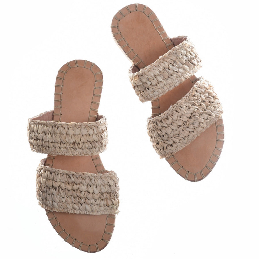 Pure Yellow Sandal Raffia Double Knitted