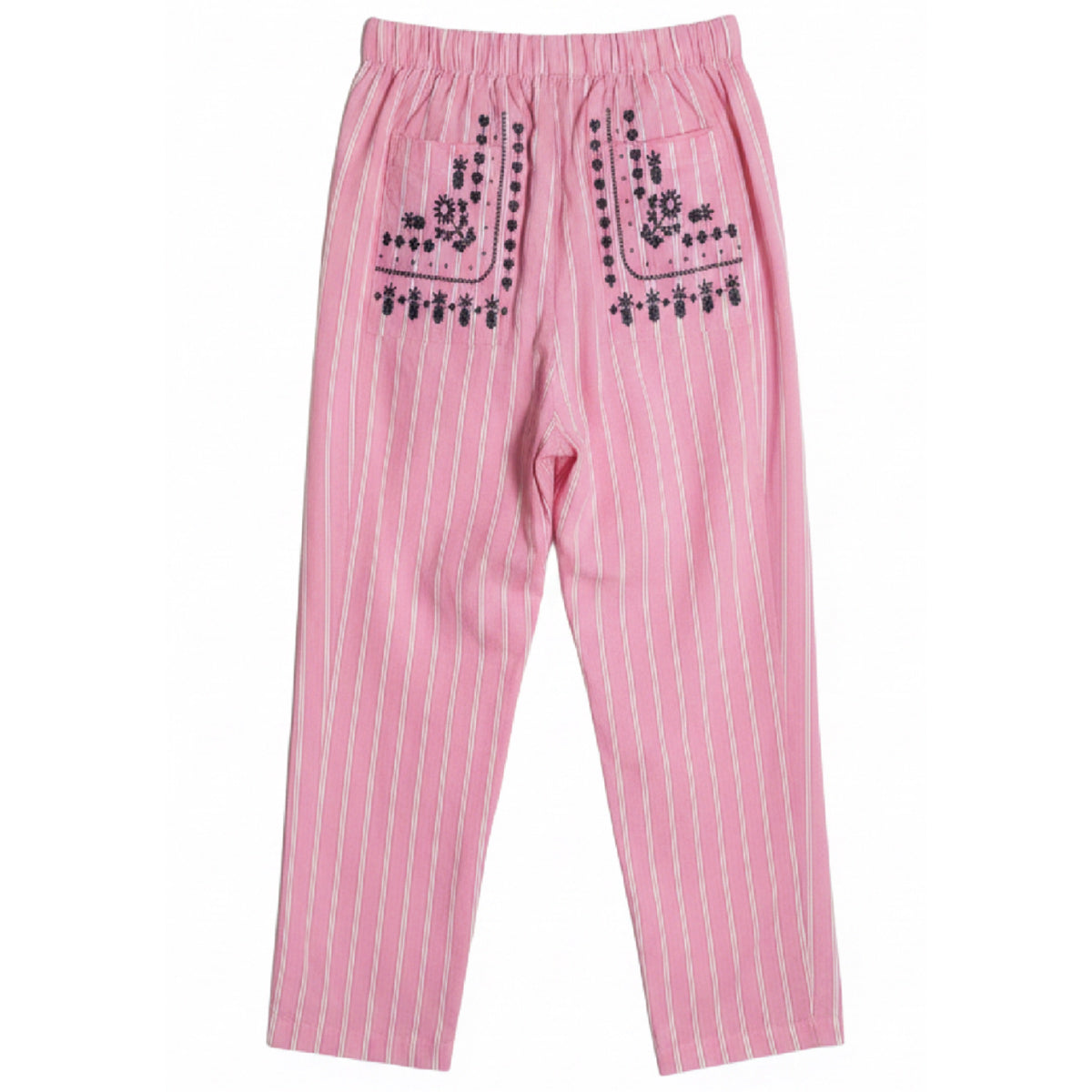 *NEW* Cotton Stripe Embroidered Pants Pink
