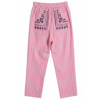 *NEW* Cotton Stripe Embroidered Pants Pink