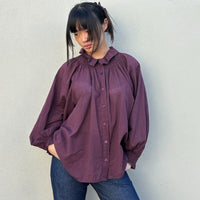 *NEW STYLE* Johanna Smocked Shirt Aubergine