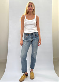 083. Zig Zag Stitch Levi's with Bandana Patch Blue and Red