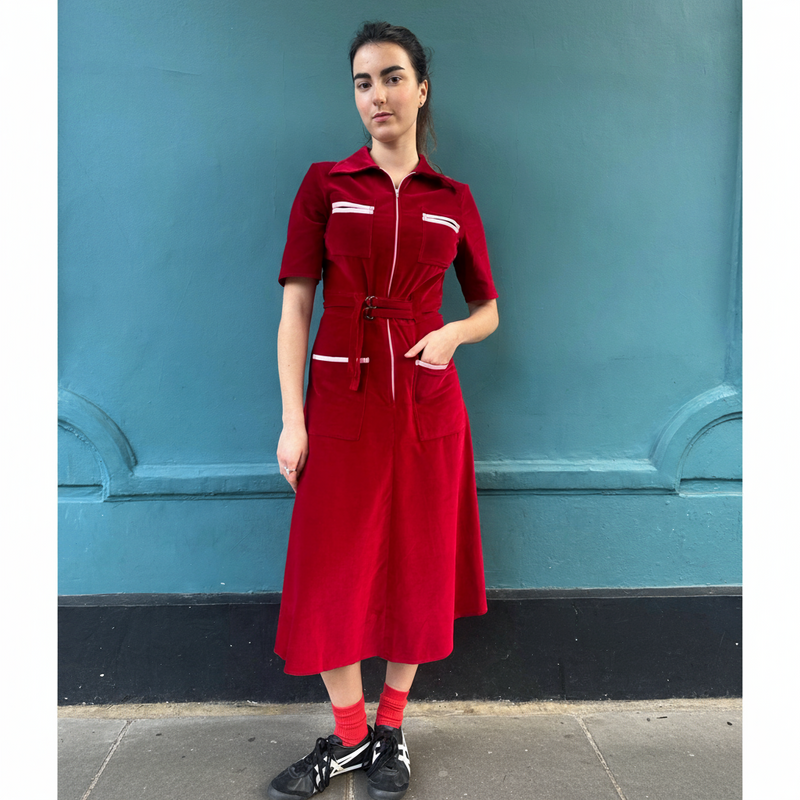 *NEW* Velvet Shirt Dress Ruby