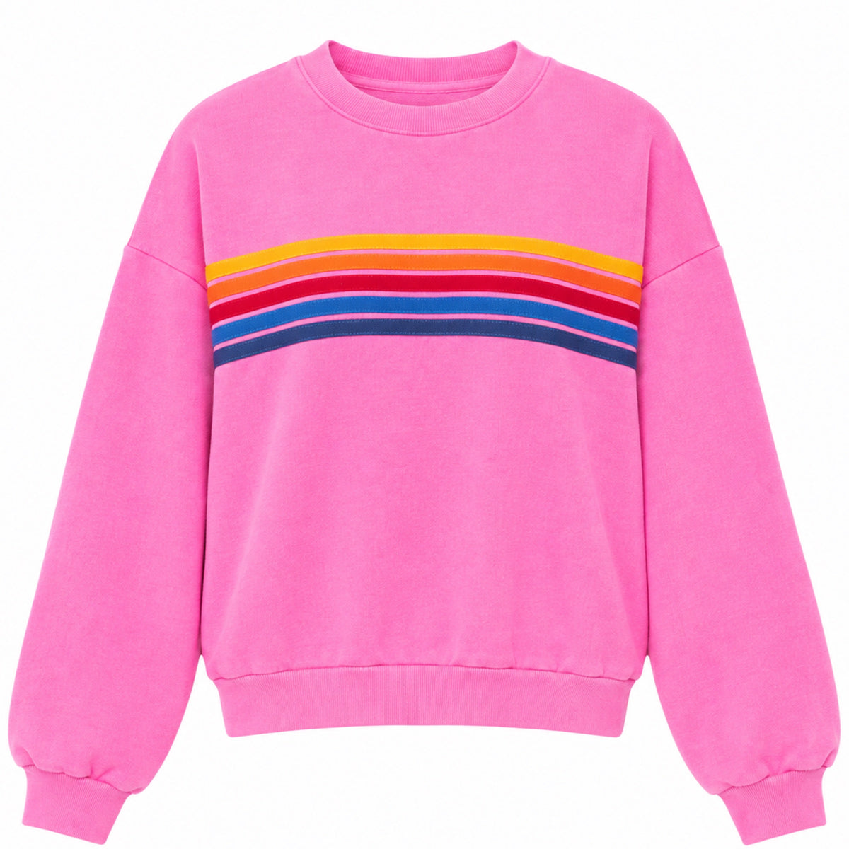 5 Stripe Relaxed Crew S'Shirt Neon Pink