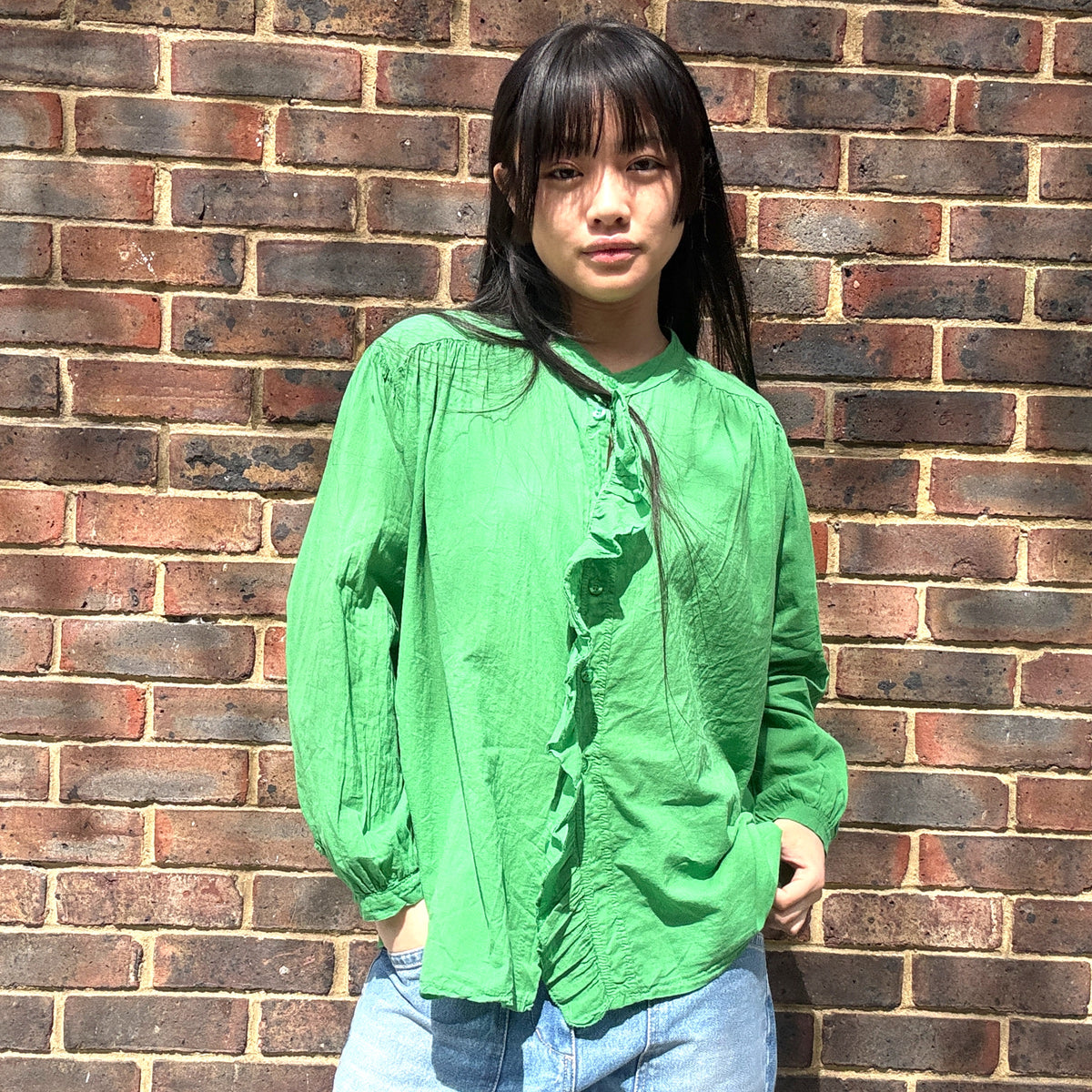 *RESTOCK* Lightweight Ruffle Shirt Grass