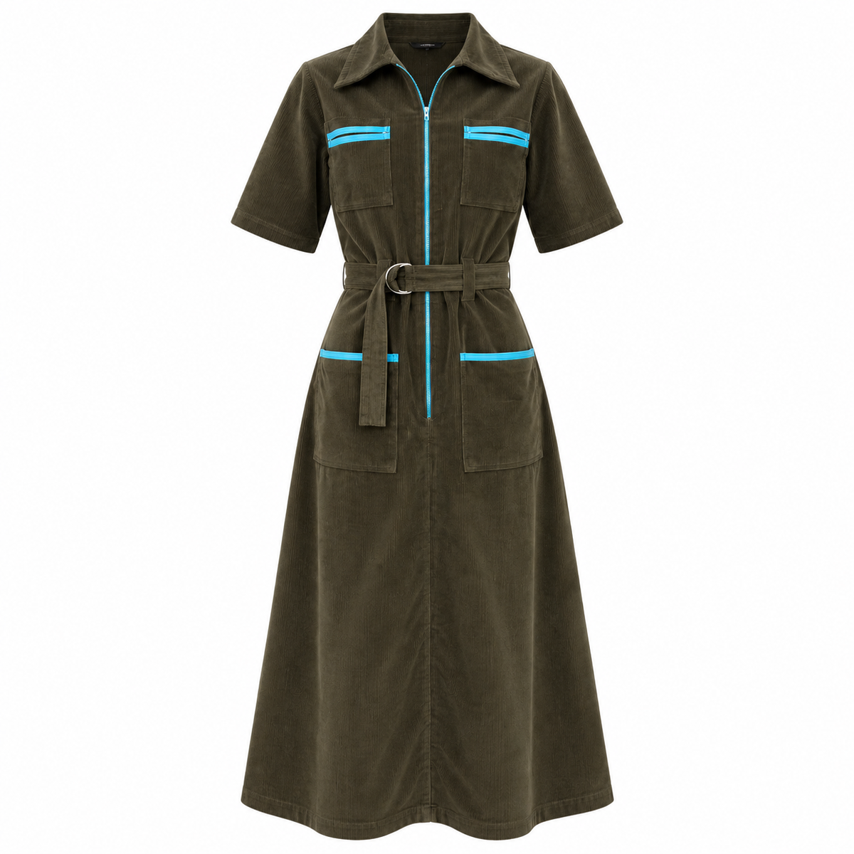 Autumn Cord Shirt Dress Olive