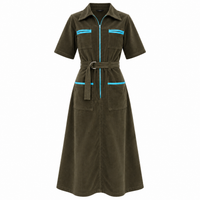 Autumn Cord Shirt Dress Olive