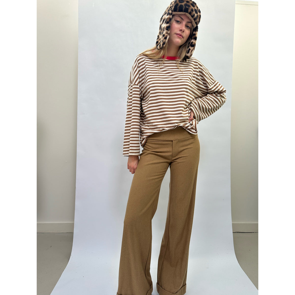 Camel Stripe Long Sleeve T
