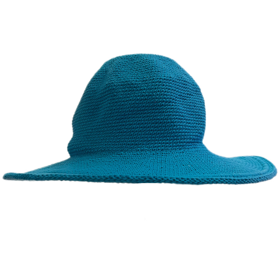 Pure Yellow Cotton Hat Turquoise