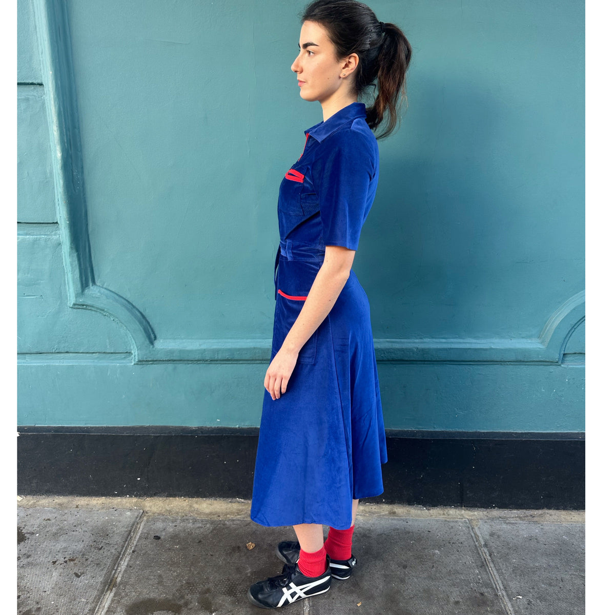 *NEW* Velvet Shirt Dress Cobalt