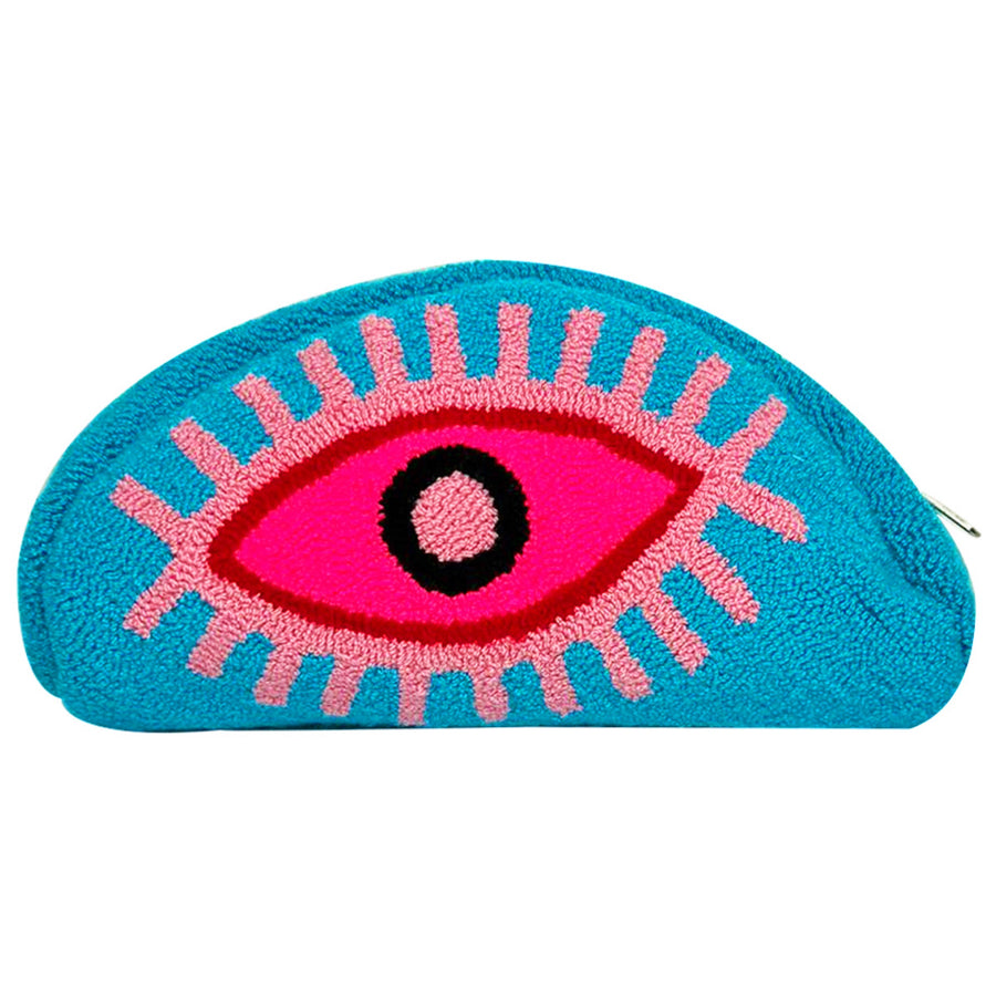 Le Pom Pom Turquoise Zip Up Cosmetic Bag