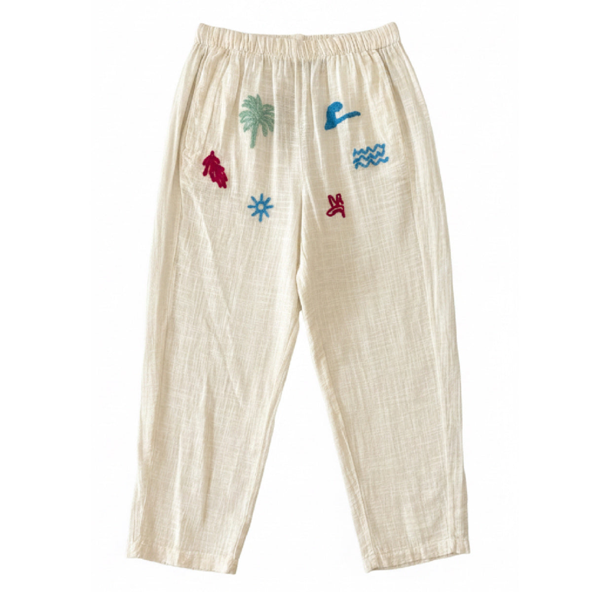 Embroidered Pants Ecru