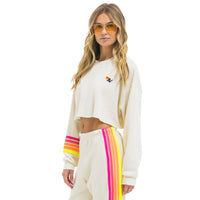 *NEW STYLE* Aviator Nation Cropped Crew Vintage White/Neon