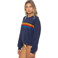 5 Stripe Relaxed Crew S'Shirt Navy