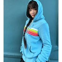 *NEW COLOUR* 5 Stripe Zip Hoodie Aquamarine