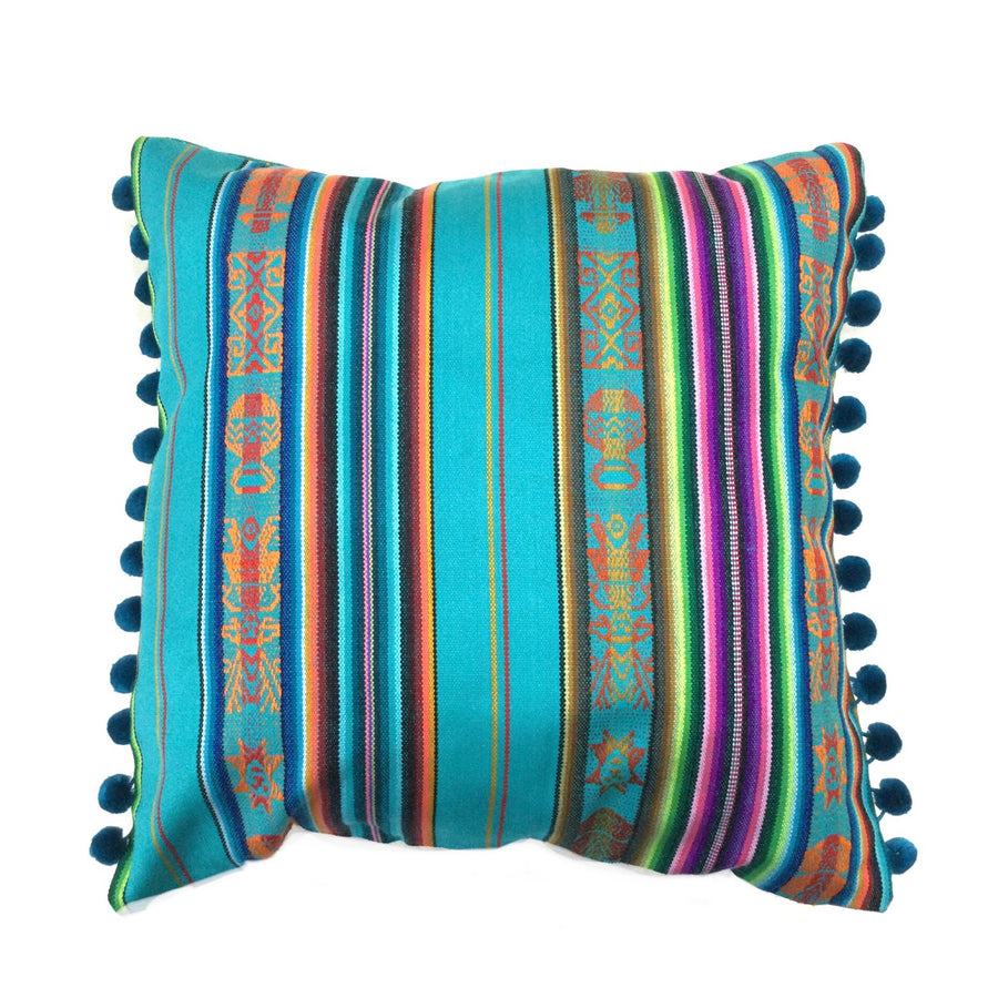 Artizan Ecuadorian Fabric Pillow Teal